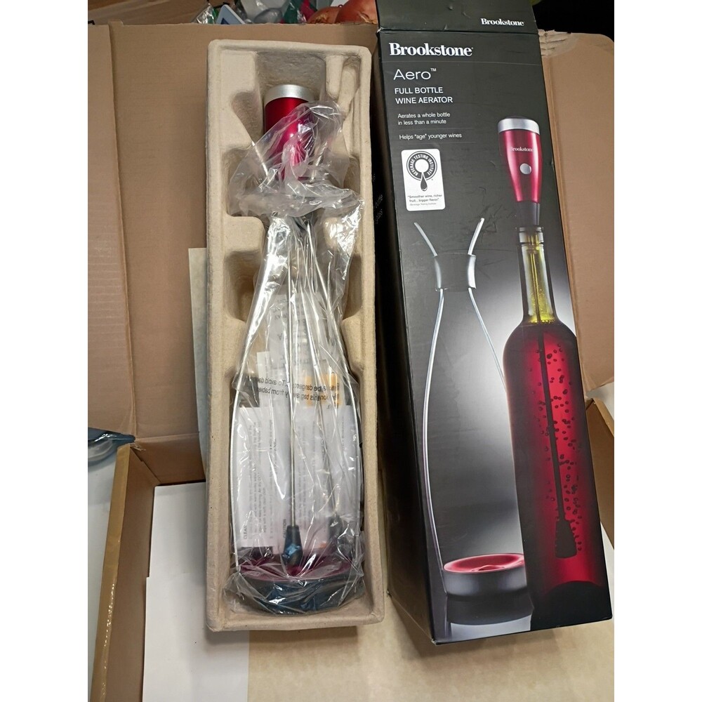 Brookstone Aero Full Bottle Wine Aerator Battery Operated Unit~New In Box